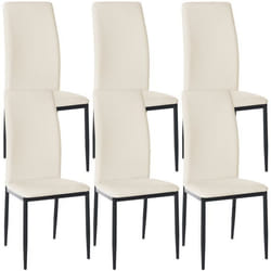 Chaises de salle à manger - Design - Lot de 6 - Synthétique crème - Cadre métal noir - Contemporain