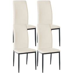 Chaises de salle à manger - Design - Lot de 4 - Synthétique crème - Cadre métal noir - Contemporain