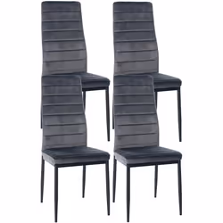 Chaises de salle à manger - Design - Lot de 4 - Tissu velours - Cadre en métal noir - Contemporain