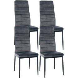 Chaises de salle à manger - Design - Lot de 4 - Tissu velours - Cadre en métal noir - Contemporain