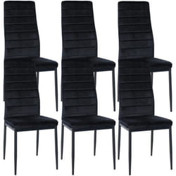 Chaises de salle à manger - Design - Lot de 6 - Tissu velours noir - Cadre en métal noir - Contemporain