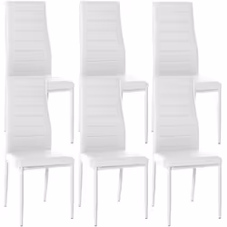 Chaises de salle à manger - Design - Lot de 6 - Similicuir blanc - Cadre en métal noir - Contemporain