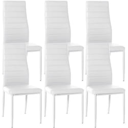 Chaises de salle à manger - Design - Lot de 6 - Similicuir blanc - Cadre en métal noir - Contemporain