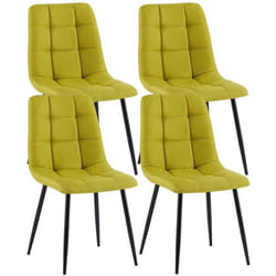 Lot de 4 chaises de salle à manger en tissu vert pieds metal noir design moderne et confortable