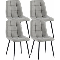 Lot de 4 chaises de salle à manger en tissu gris pieds métal noir design moderne et confortable CDS10413