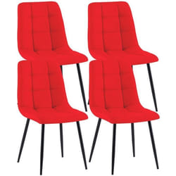 Chaises de salle à manger - Noname - Lot de 4 - Tissu rouge - Pieds en métal noir - Design moderne