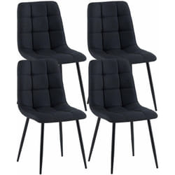 Lot de 4 chaises de salle à manger en tissu noir pieds métal noir design moderne et confortable CDS10416