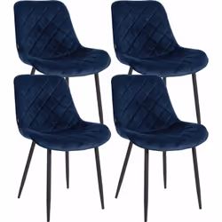 Lot de 4 chaises de salle à manger en tissu velours bleu enrichit parfaitement les espaces modernes et confortables et attire ...