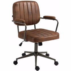 Fauteuil de bureau industriel vintage sur roulettes en synthétique marron vieilli hauteur réglable Le siège de ce modèle est ...