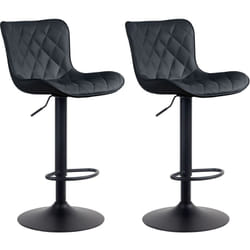 Lot de 2 tabourets de bar en synthétique noir pieds en métal noir hauteur réglable pivotant TDB10729