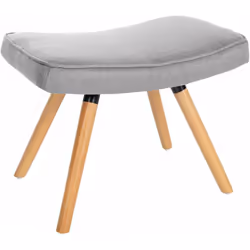 Repose-pieds tabouret bout de lit en tissu gris clair pieds en bois style scandinave Le repose-pieds est le complément parfai ...