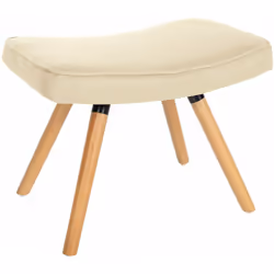 Repose-pieds tabouret bout de lit en tissu taupe pieds en bois style scandinave Le repose-pieds est le complément parfait pou ...