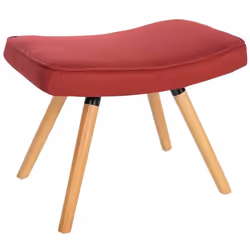 Repose-pieds - Style scandinave - Tissu rouge - Pieds en bois
