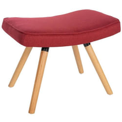 Repose-pieds - Style scandinave - Tissu rouge - Pieds en bois