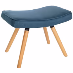 Repose-pieds - Scandinave - Tissu bleu - Bois massif - Intérieur - Adulte