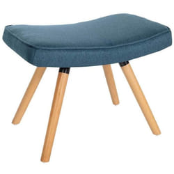 Repose-pieds - Scandinave - Tissu bleu - Bois massif - Intérieur - Adulte
