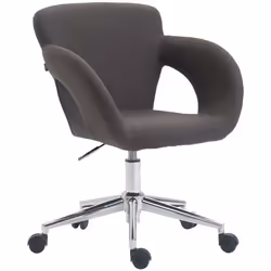 Fauteuil de bureau - Moderne - Gris foncé - Tissu - Structure métal chrome - 5 roulettes silencieuses