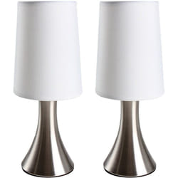 Helloshop26 - Lot de 2 lampes de chevet tactile 3 intensités éclairage chambre lampe de table abat-jour en tissu moderne lumière de lecture 29,5 cm