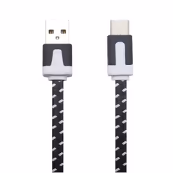 Câble Noodle Type C Pour Huawei Nova Plus Chargeur Android USB 15m Connecteur Tréssé (NOIR)