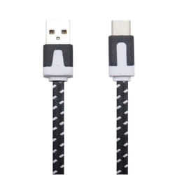 Câble Noodle Type C Pour Huawei Nova Plus Chargeur Android USB 15m Connecteur Tréssé (NOIR)