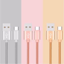 Cable Tressé Type C pour Samsung Galaxy Note7 Chargeur USB 1m Réversible Connecteur Syncronisation Nylon (ARGENT)