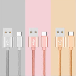 Cable Tressé Type C pour Samsung Galaxy Note7 Chargeur USB 1m Réversible Connecteur Syncronisation Nylon (ARGENT)