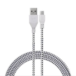 Cable Tressé pour SAMSUNG Galaxy A3/A5/A7 3m Universel 2016 Chargeur Connecteur Micro USB Tissu Tissé Lacet Fil Nylon (BLANC)
