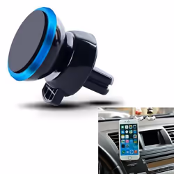 Support Voiture Magnetique pour IPHONE 12 Pro Max Smartphone avec Aimant Ventilateur Universel 360 Rotatif (BLEU)