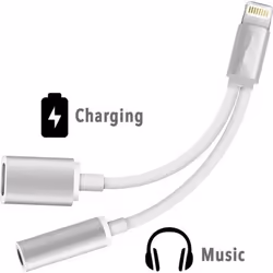 Double Adaptateur Prise Jack/Lightning pour IPHONE 8 Audio 3.5mm Cable 2 en 1 Chargeur APPLE - Couleur:ARGENT