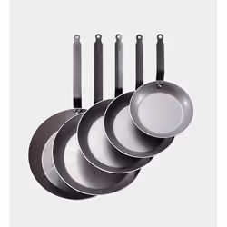 de Buyer Carbone Plus, Poêle polyvalente, Métallique, Fer, Vitrocéramique, Gaz, Halogène, Induction, Plaque étanche, 26 cm