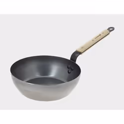 de Buyer Mineral B Bois, Rond, Poêle polyvalente, Acier inoxydable, 2,5 L, Bois, 24 cm