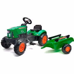 FALK - Tracteur a pedales Supercharger rouge avec capot ouvrant et remorque