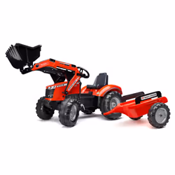 Falk Tractopelle À Pédales Massey Ferguson, 3 an(s), 6 roue(s), Plastique, Acier, Rouge, Noir