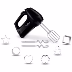 Moulinex Batteur Electrique Cuisine Quick Mix avec 6 Emporte-Pièces - Fouets et Crochets HM313810 300W