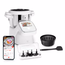 Moulinex i-Companion Touch, 4,5 L, Blanc, Tactile, 16000 tr/min, Découpe, Hachoir, Pétrisseur, Mélange, Acier inoxydable