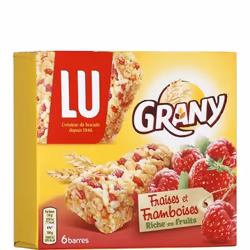 LU Lot de 6 Barres de céréales Grany Fraises et Framboises - 108 g