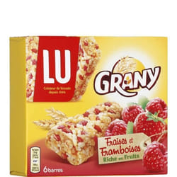 LU Lot de 6 Barres de céréales Grany Fraises et Framboises - 108 g