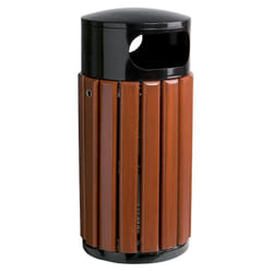 Certeo - Corbeille extérieure bois métal 40 litres à poser Zeno coloris Bois/Jaune colza - rossignol
