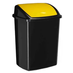 CEP poubelle avec couvercle à trappe basculante 50 litres Noir/Jaune