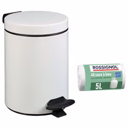 Poubelle de salle de bain à pédale 3L et 40 sacs poubelle 5L - CYJEU ROSSIGNOL