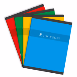 Conquerant 100100926, Monochromatique, Rouge, Vert, Jaune, Bleu, 96 feuilles, 70 g/m², Papier quadrillé, Couverture souple
