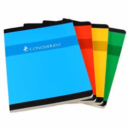 Conquerant 100104778, Monochromatique, Rouge, Vert, Jaune, Bleu, 192 feuilles, 70 g/m², Papier quadrillé, Couverture souple