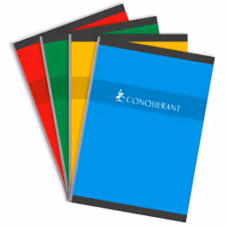 Conquerant 100102385, Monochromatique, Rouge, Vert, Jaune, Bleu, A4, 192 feuilles, 70 g/m², Papier quadrillé