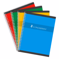 Conquerant 100105079, Monochromatique, Rouge, Vert, Jaune, Bleu, 100 feuilles, 70 g/m², Papier quadrillé, Couverture souple