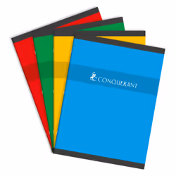 Conquerant 100103828, Monochromatique, Rouge, Vert, Jaune, Bleu, 96 feuilles, 70 g/m², Papier quadrillé, Couverture souple