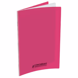 Conquerant Cahiers Polypro, Monochromatique, Rose, 96 feuilles, Mat, Papier ligné, Couverture souple