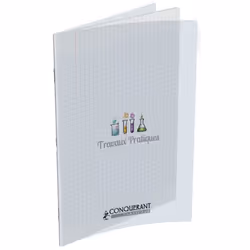 Conquerant Cahiers Polypro, Monochromatique, Transparent, 96 feuilles, Mat, Papier quadrillé, Couverture souple