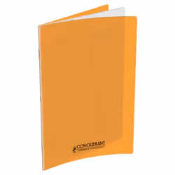Conquerant Cahiers Polypro, Monochromatique, Orange, 48 feuilles, Mat, Papier ligné, Couverture souple