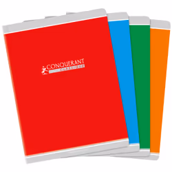 Conquerant 100104302, Monochromatique, Rouge, Vert, Orange, Bleu, 96 feuilles, 90 g/m², Papier quadrillé, Couverture souple