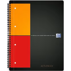 Oxford Activebook, Noir, A4, 80 feuilles, Papier quadrillé